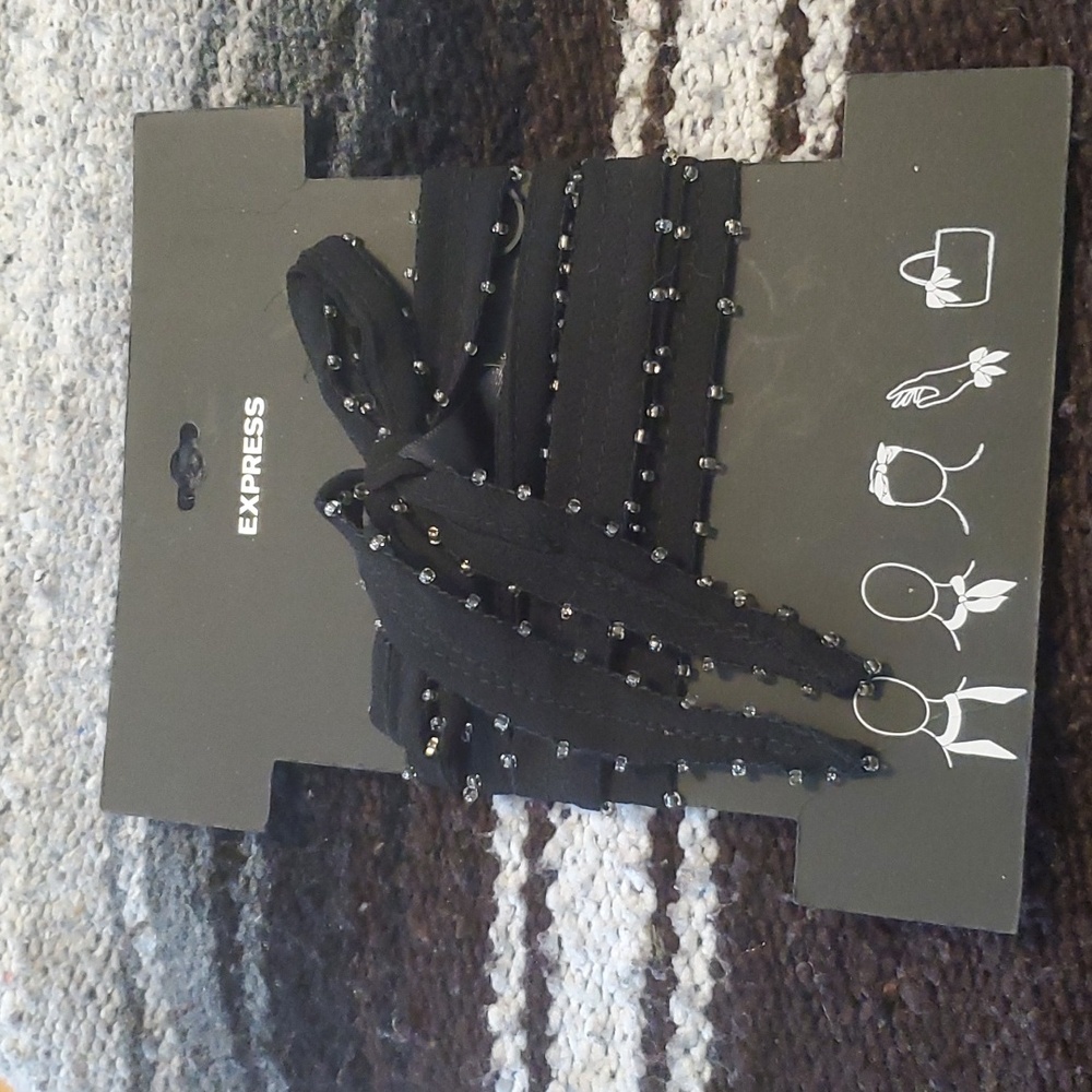 Black thin beaded scarf